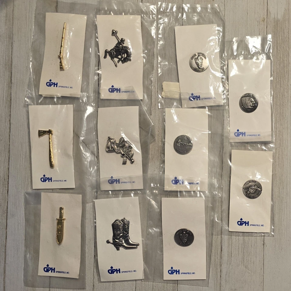 Lot of 11 Royal Rangers Christian Boys Club Hunter Merit Awards Lapel Pins NOS - Image 1 of 4