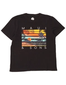MAUI AND SONS Mens Graphic T-Shirt Top Large Black Cotton AV02 - Picture 1 of 3