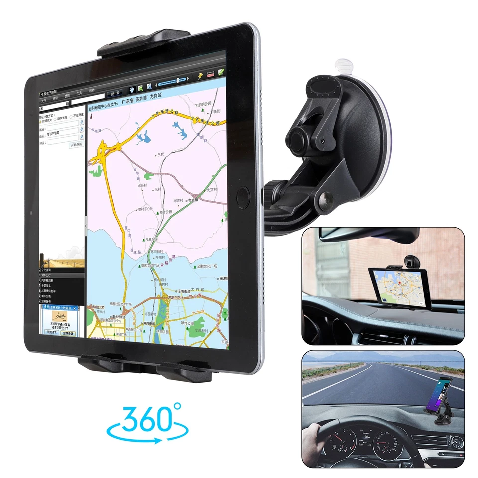 Soporte Universal 360° para Coche para 4-12" Teléfono Tableta iPad GPS Parabrisas Tablero Soporte Foto 1 de 4