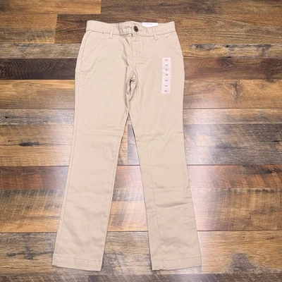 Old Navy Uniform Skinny Stretch Khaki Pants Girls 10 Rolled Oats Low Rise New - Image 1 of 4