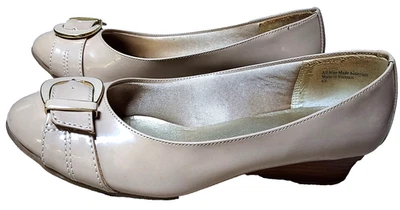Kelly & Katie KKBella Beige /Taupe Patent Leather Dress Wedge Shoe Buckle Sz 6.5 - Image 1 of 4