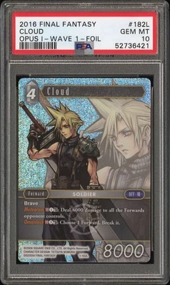 FINAL FANTASY TCG CLOUD 1-182L OPUS 1 WAVE 1 FOIL GRADED PSA 10 GEM MINT - Image 1 of 2