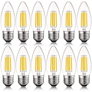 Luxrite E26 LED Candle Bulbs 60W Equivalent 2700K 550lm Dimmable 12-Pack - Picture 1 of 7