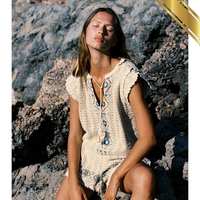 Top Zara 2025 Lujo Cordón Bordado Crochet Crudo - Zara Original Foto 1 de 4