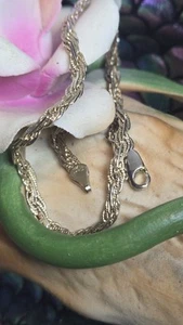 Italian 14K Solid Gold 9.5" Long Bracelet Braided Twist Chain For Wrist Or Ankle - Picture 1 of 10