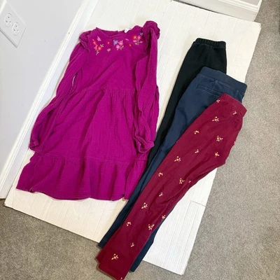 Little Girl Size 10-12 Fall Winter Lot Cat and Jack Dress and Pants Leggings — 第 1/4 张图片