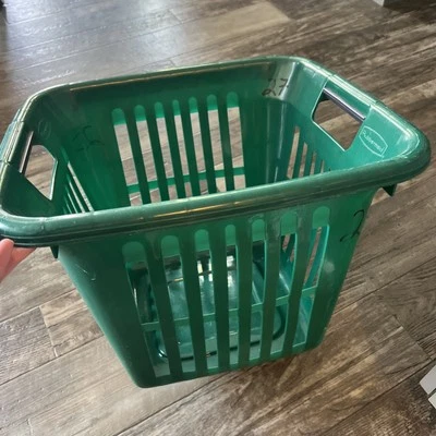 Rubbermaid Laundry Basket Rare Find Vintage Green Clothes Hamper Prop  18x19x14 - Image 1 of 4