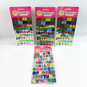 4 Vintage Sandylion Numbers (3) Letters (1) Kromekote Stickers New - Picture 1 of 5