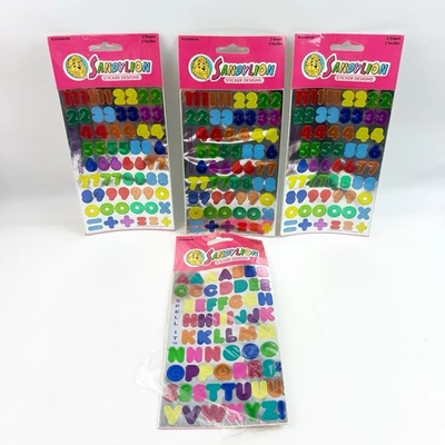 4 Vintage Sandylion Numbers (3) Letters (1) Kromekote Stickers New - Image 1 of 4