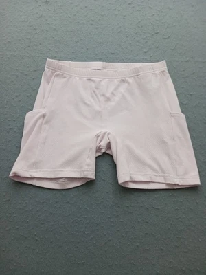 Adidas Mujer S Motociclista Corto Rosa Malla Perforado Bolsillos Laterales Cordón Elástico Foto 1 de 4