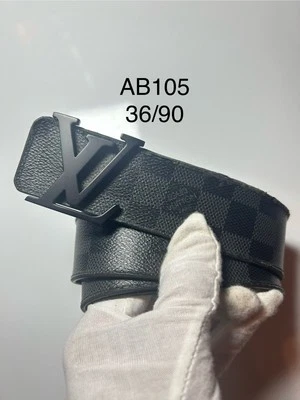 Cinturón reversible inicial Louis Vuitton LV cuero grafito Damier 36/90 AB105 Foto 1 de 4