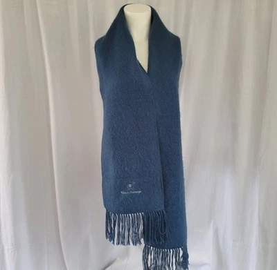 Alpaca Camargo Winter Scarf with Fringe Embroidered Logo Blue Peru 9" x 70" - Image 1 of 4