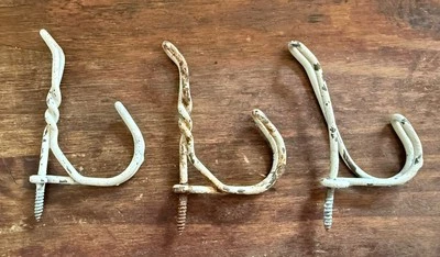 3 Bent Wire Metal Screw In Coat/Hat Hooks  Rustic, School Farmhouse/Cabin 1... - Image 1 of 3
