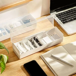 Plastic Cord Storage Box 7 Grids Charger Cord Organizer for Home - Afbeelding 1 van 10