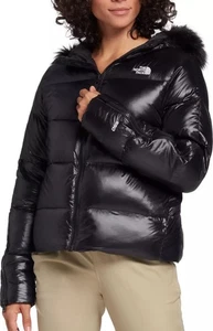 The North Face Glades Daunen-Kurzjacke mit Kunstfellbesatz und Kapuze 550er Füllung - Schwarz - Bild 1 von 14