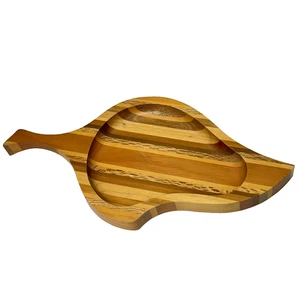 Sovereign Woodware Handcrafted Timbers Pine Wood Leaf Shaped Food Serving Tray - Picture 1 of 7