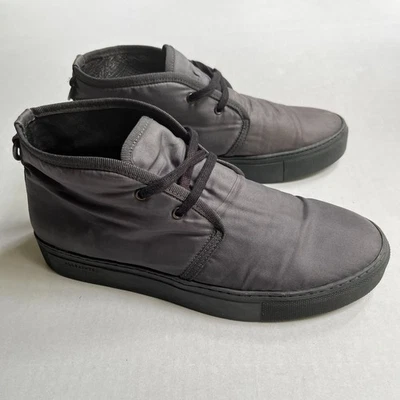 ALLSAINTS Zapatilla Chukka Botas Para Hombres 41 EE. UU. 8 Con Cordones Negro Brillante Tela Cuero Foto 1 de 4
