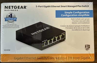 NETGEAR GS305E 5-Port Gigabit Ethernet Smart Managed Plus Switch New Sealed - Image 1 of 3