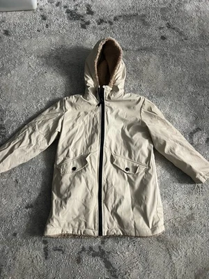 ZARA Jacket Youth Size 10 Waterproof Sherpa Lined Hoodie Parka Full Zip Beige - Image 1 of 4