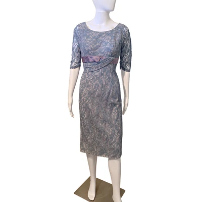 Vintage 50's Blue lace wiggle dress: Size Small -Tea Time of California - Image 1 of 4
