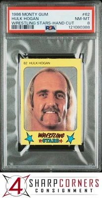 Monty Gum Wrestling Stars 1986 corte a mano #62 Hulk Hogan Hof PSA 8 Foto 1 de 2