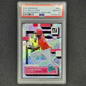 2022 Panini Donruss Rated Prospect RP6 Elly De La Cruz Rapture RC PSA 10 Gem - Picture 1 of 2