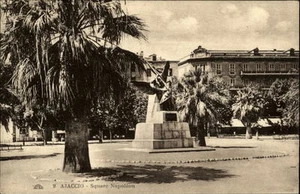 Ajaccio Francia Corsica vecchia cartolina ~1920/30 Suare Napoleone monumento palma - Foto 1 di 1