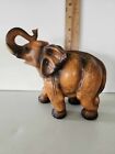 Elephant Wood Look Carved Resin Trunk Up 5.75"