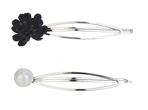 Ella Jonte 2 X Haarklammer Blume schwarz Perle weiß schönes Set Haarklemmen - Bild 1 von 3