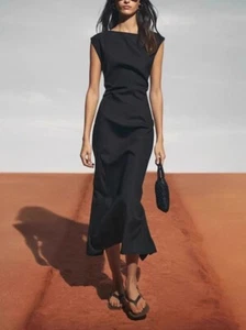 Massimo Dutti Damen Plissee Leinen langes ärmelloses Kleid - Bild 1 von 14