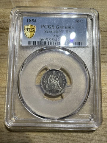 1854 seated liberty dime PCGS VF Cover