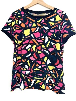 Blusa grande ANNE KLEIN para mujer colorida manga corta con botones en la espalda Foto 1 de 4