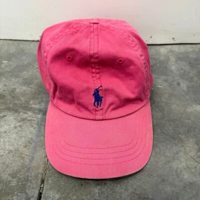 Polo Ralph Lauren Baseball Cap Mens One Size Pink Embroidered Logo Strapback Hat - Imagem 1 de 4
