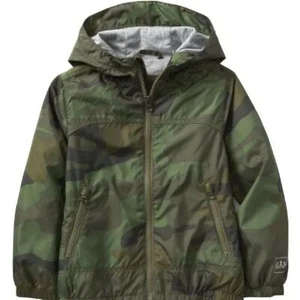 GAP Kids Green Camo Fully Lined Lightweight Hooded Windbreaker, Size Small (6-7) - Picture 1 of 5