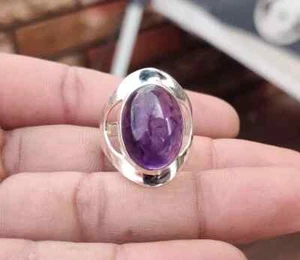 Amethyst Ring Silver, 925 Sterling Silver Minimalist Birthday Ring All Size R125 - Picture 1 of 6
