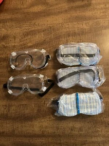 Safety Goggles Clear Protective Plastic Glasses Set Of 5 - Picture 1 of 2