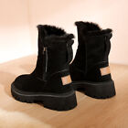 Damen Stiefelette Schuhe Winter Fleece Blockabsatz Plateau Rei&#223;verschluss Pumps