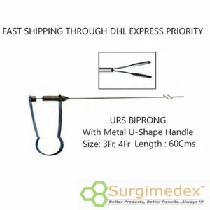 NUEVO URS Biprong Froceps 3Fr, 4Fr Longitud: 60Cms con mango de metal en forma de U REUTILIZABLE - Imagen 1 de 1