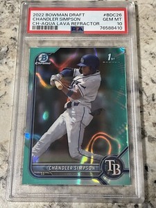 2022 Bowman Chrome Aqua Lava Refractor Chandler Simpson RC /199 PSA 10