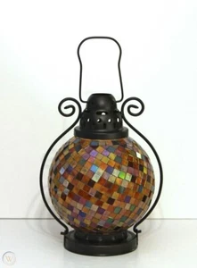 Partylite Mosaic Glass GLOBAL FUSION Lantern Moroccan Style Round - Picture 1 of 1