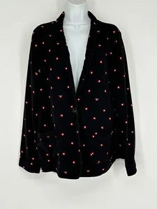 Scotch & Soda Paradise Seeker Black Red Thin Blazer Jacket Women's Size Large - Picture 1 of 7