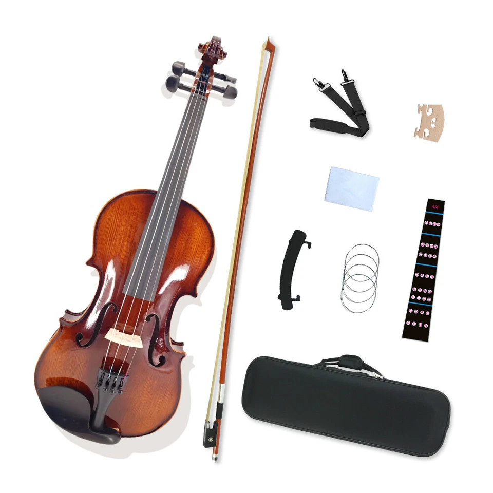 4/4Full Size Traditional Violin Dark Brown Flame wood Violin With Ebony Fitting - Image 1 of 4
