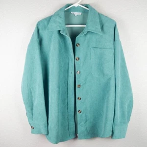 Collection by Cezele Women S Small Oversized Teal Corduroy Button Shacket Jacket - Picture 1 of 5