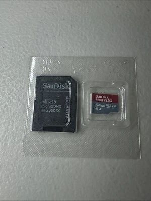 SanDisk Ultra Plus microSDXC UHS-I Card w/ Adapter 64GB 130MB/s - New - Image 1 of 2