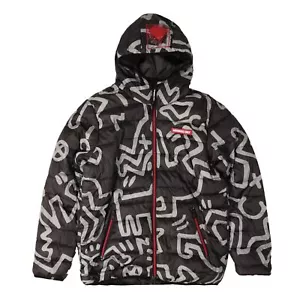 Chaqueta acolchada con estampado negro reversible Keith Haring X Members Only para hombre talla pequeña - Imagen 1 de 10