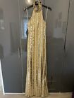 Virgos Lounge Gold Sequin Dress Long New With Tags sz10 10 Prom Occasion