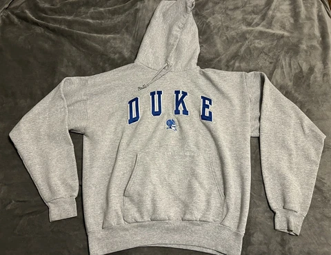 Vintage Duke Blue Devils Hoodie Sweatshirt Hanes Stitched Unisex Size Large Gray Cover
