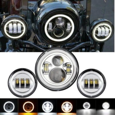 Faro LED de 7" DRL + luces antiniebla de paso de 4,5" para Harley Electra Glide Classic Foto 1 de 4