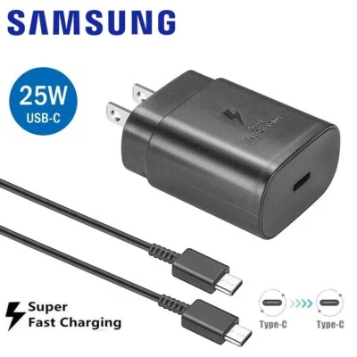 Samsung 25W Type USB-C Super Fast Wall Charger & 3ft Cable For Galaxy S24 S23 5G - Image 1 of 4