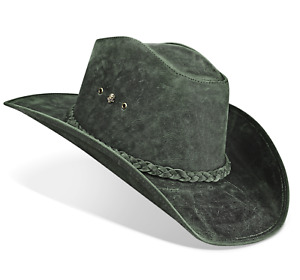 Western Hat Vintage Black Leather Cowboy Rancher Horseman Cattleman Country Hats
